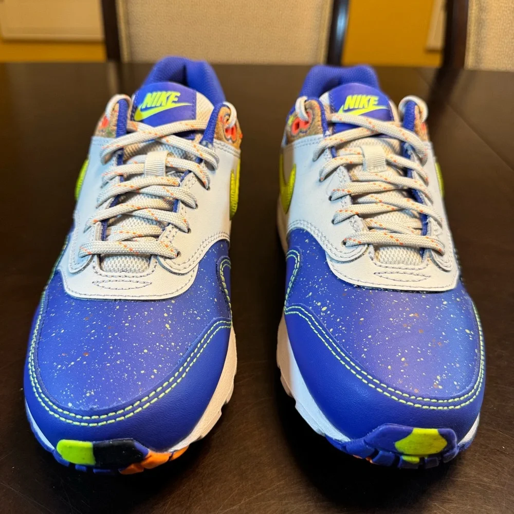 New Nike Air Max 1 Blue White Sneakers Shoes Size US 6Y - Picture 4 of 13